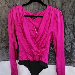 Caroline constas bodysuit top, bright pink, size M